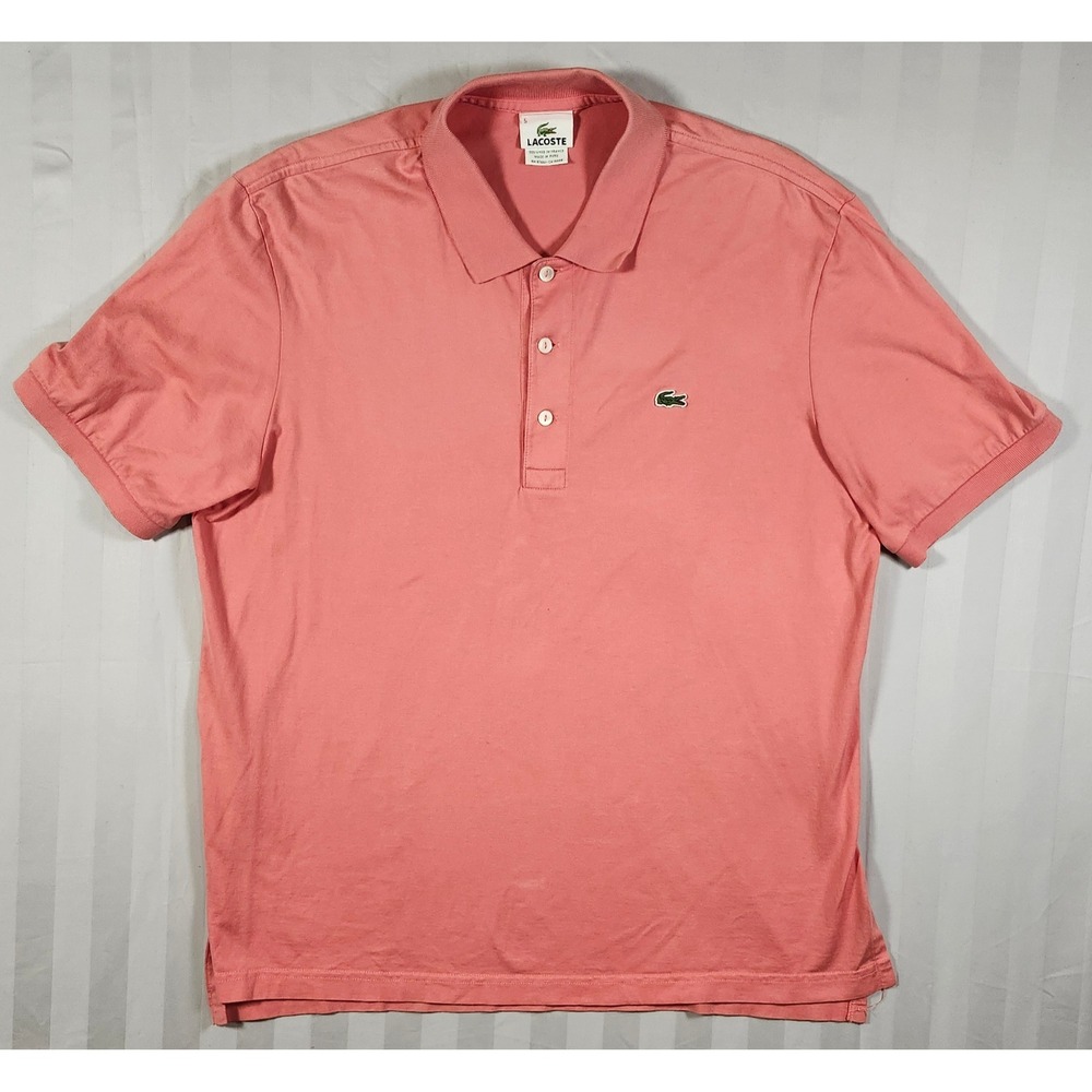 Lacoste Mens Classic Pique Polo Shirt Salmon Pink Size 5 Large Short Sleeve Logo
